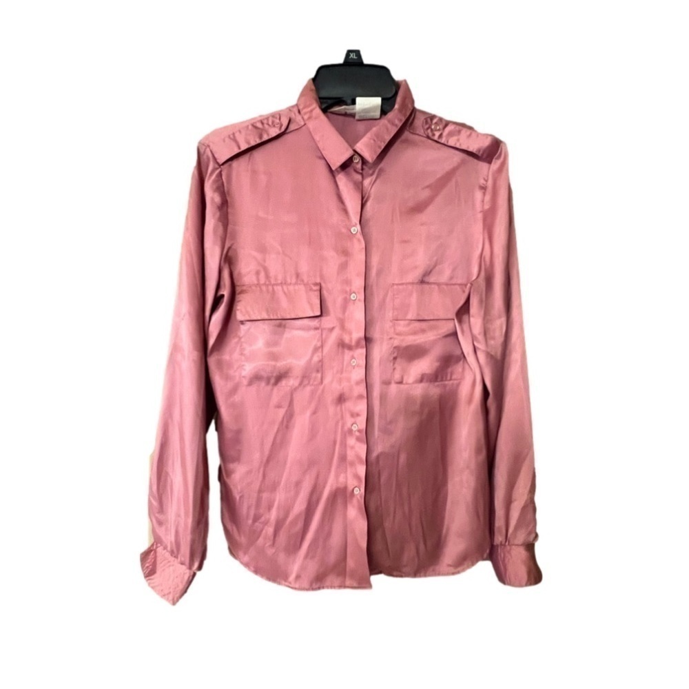 Vintage mauve/rose satin feel shirt